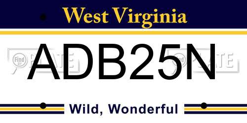 ADB25N West Virginia License Plate