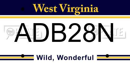 ADB28N West Virginia License Plate