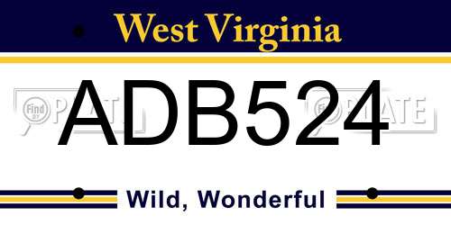ADB524 West Virginia License Plate