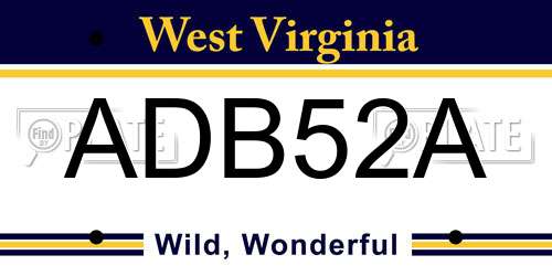 ADB52A West Virginia License Plate
