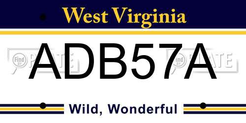 ADB57A West Virginia License Plate