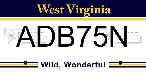 ADB75N West Virginia License Plate