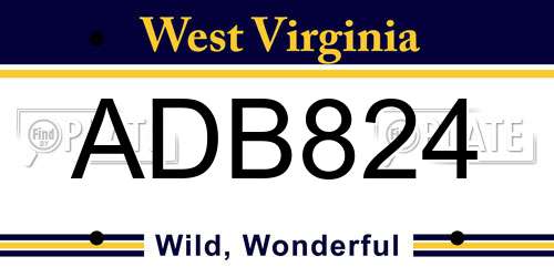 ADB824 West Virginia License Plate