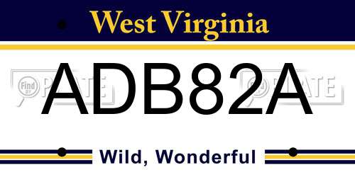 ADB82A West Virginia License Plate