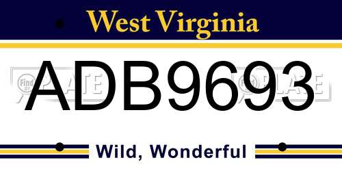 ADB9693 West Virginia License Plate