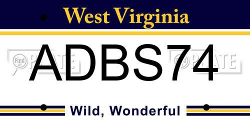 ADBS74 West Virginia License Plate