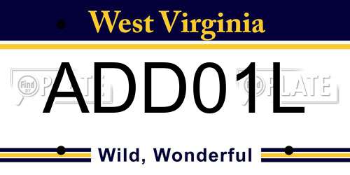 ADD01L West Virginia License Plate