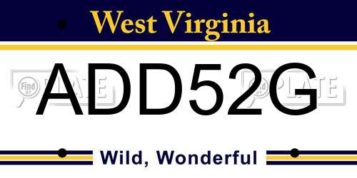 ADD52G West Virginia License Plate