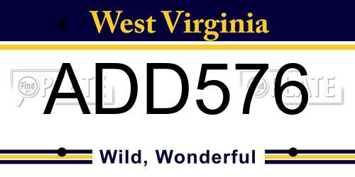 ADD576 West Virginia License Plate