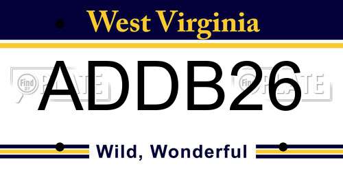 ADDB26 West Virginia License Plate