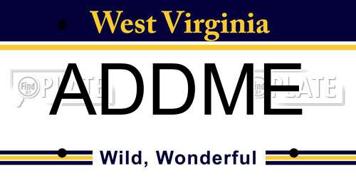 ADDME West Virginia License Plate