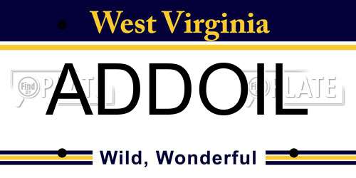 ADDOIL West Virginia License Plate
