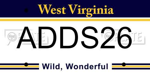 ADDS26 West Virginia License Plate
