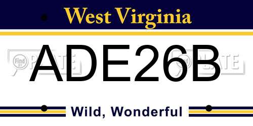 ADE26B West Virginia License Plate