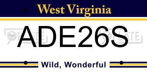 ADE26S West Virginia License Plate