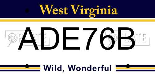 ADE76B West Virginia License Plate