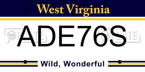 ADE76S West Virginia License Plate
