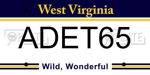 ADET65 West Virginia License Plate