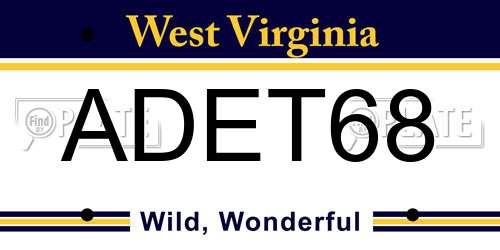 ADET68 West Virginia License Plate