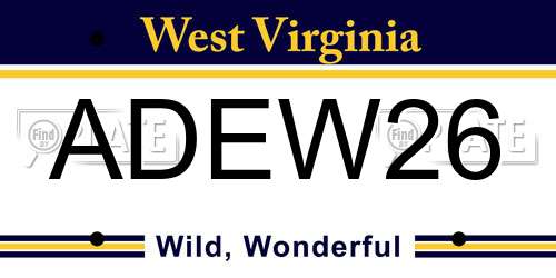 ADEW26 West Virginia License Plate