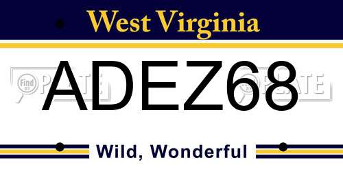 ADEZ68 West Virginia License Plate