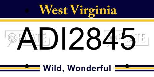 ADI2845 West Virginia License Plate