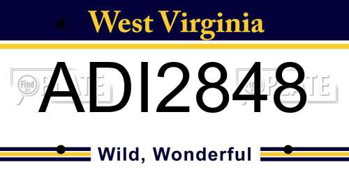 ADI2848 West Virginia License Plate