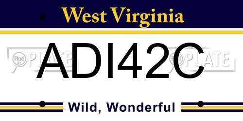 ADI42C West Virginia License Plate