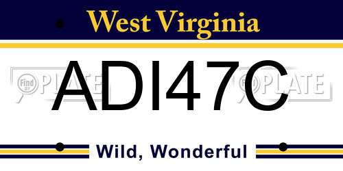 ADI47C West Virginia License Plate
