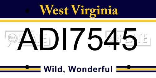 ADI7545 West Virginia License Plate
