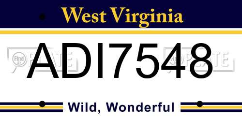 ADI7548 West Virginia License Plate