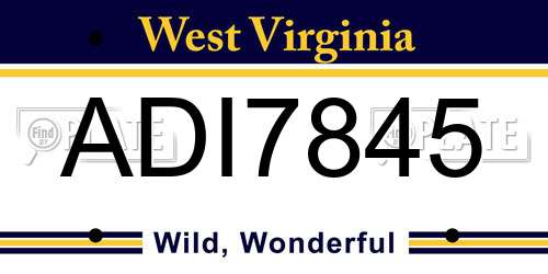 ADI7845 West Virginia License Plate