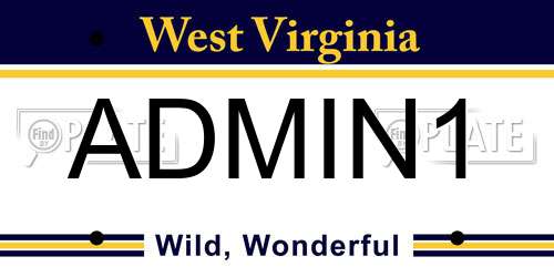 ADMIN1 West Virginia License Plate