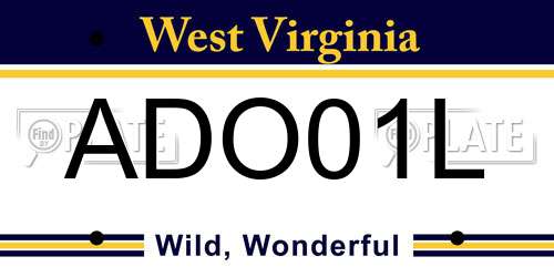ADO01L West Virginia License Plate