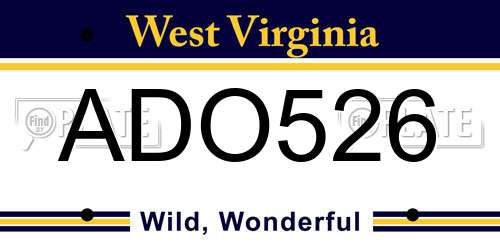 ADO526 West Virginia License Plate