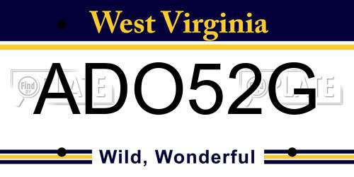 ADO52G West Virginia License Plate