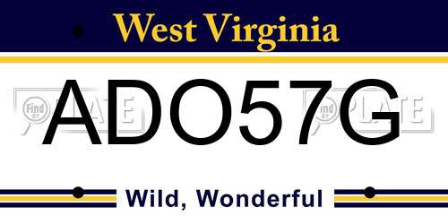ADO57G West Virginia License Plate
