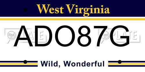 ADO87G West Virginia License Plate