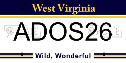 ADOS26 West Virginia License Plate
