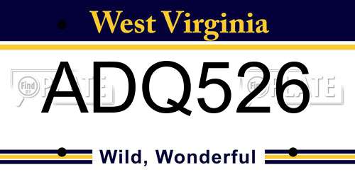 ADQ526 West Virginia License Plate