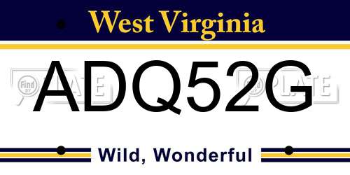 ADQ52G West Virginia License Plate