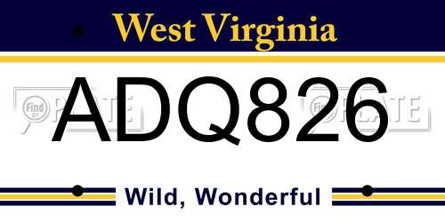 ADQ826 West Virginia License Plate