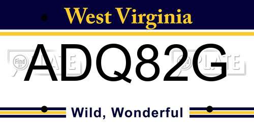 ADQ82G West Virginia License Plate