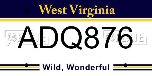ADQ876 West Virginia License Plate