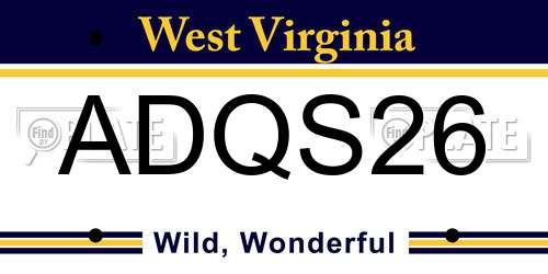 ADQS26 West Virginia License Plate