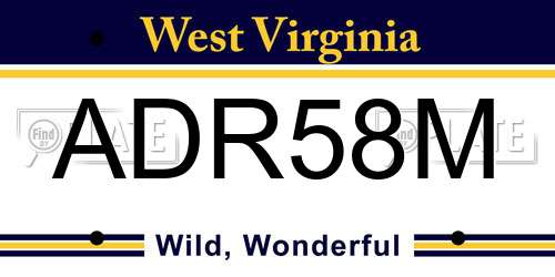 ADR58M West Virginia License Plate