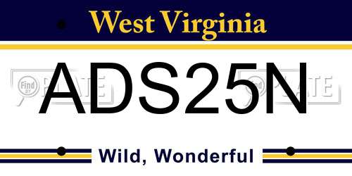 ADS25N West Virginia License Plate