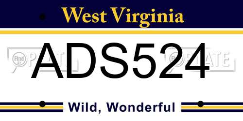 ADS524 West Virginia License Plate