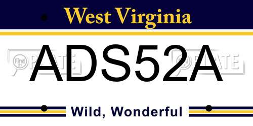 ADS52A West Virginia License Plate