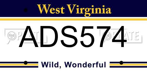 ADS574 West Virginia License Plate